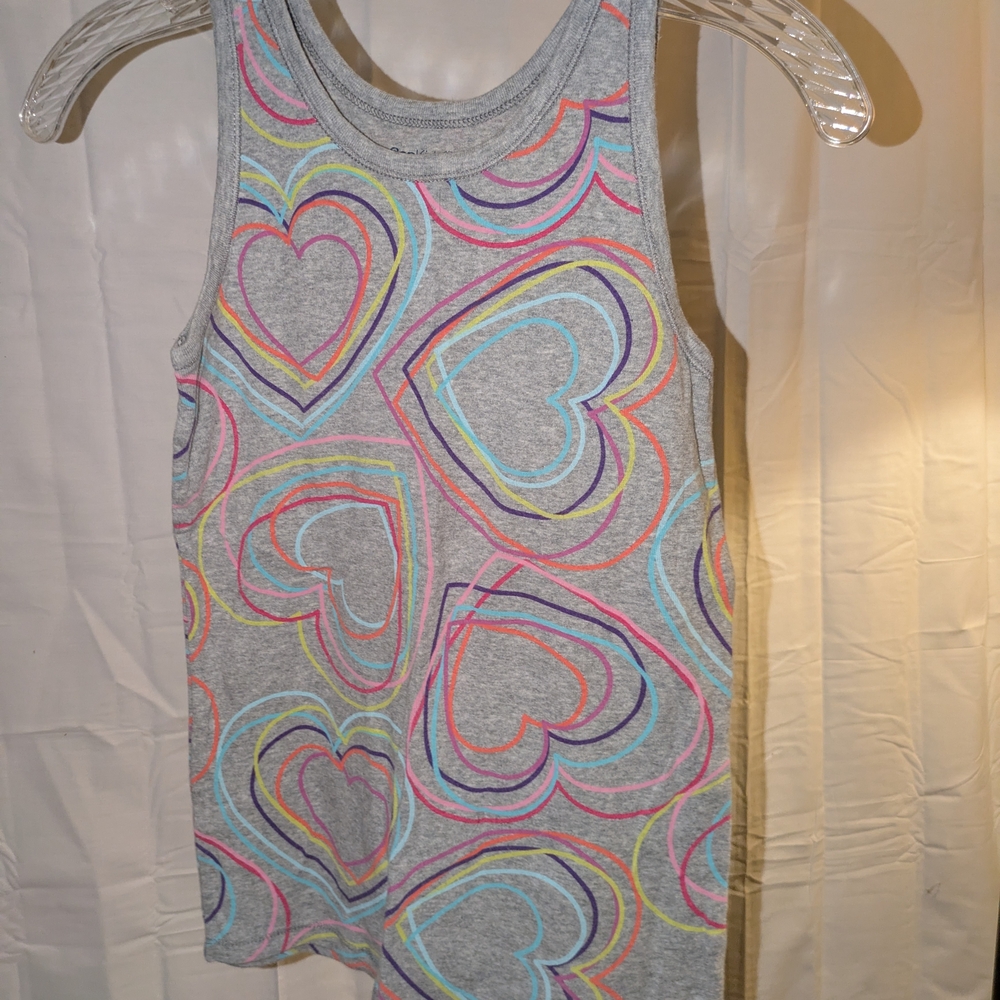 GAP Kids Gray Tank Top with Colorful Heart Patterns